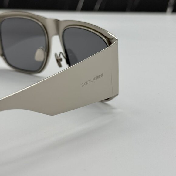 NEW SL636 002 SAINT LAURENT SUNGLASSES UNISEX SILVER GREY METAL EYEWEAR - Picture 10 of 13